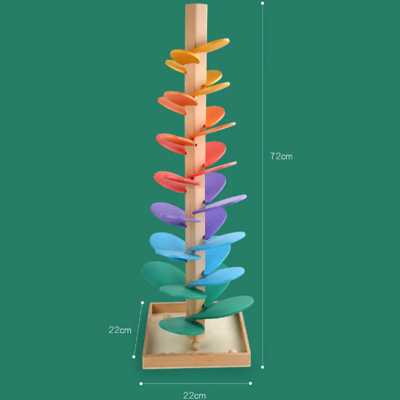 Wooden Rainbow Music Tree Collage Flower Petal Beads Track Children's Color Cognition Puzzle Wisdom Tree Fun Assembly Toys