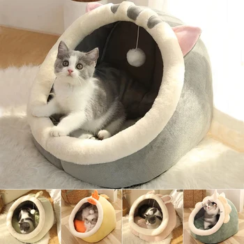 귀여운 고양이 침대 따뜻한 애완 동물 바구니 아늑한 새끼 고양이 라운저 쿠션, 고양이 집 텐트, 매우 부드러운 작은 개 매트 가방, 세척 가능한 동굴 고양이 침대용