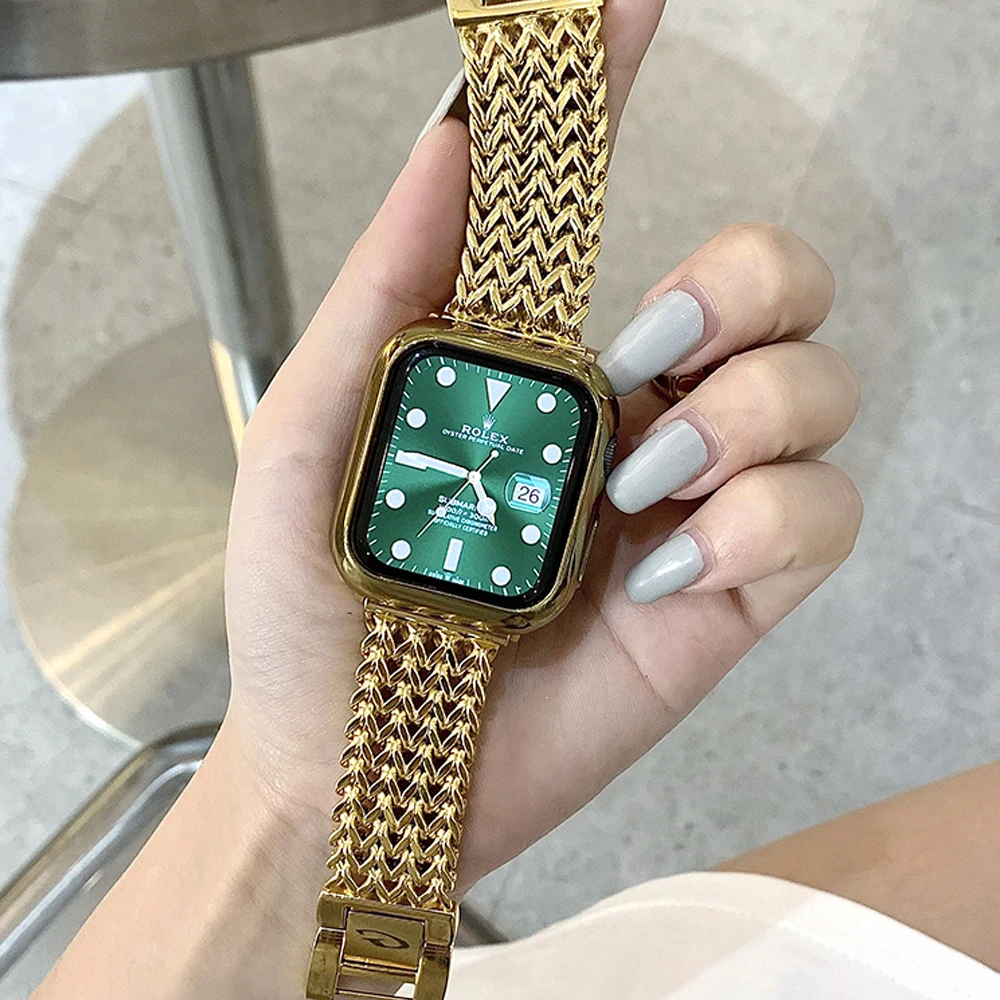 애플 워치용 브레이드 금속 팔찌, 울트라 2 1 밴드, 49mm, 41mm, 45mm, 아이워치 시리즈 9, 8, 7, 6, SE, 5, 4, 44mm, 스테인리스 스틸 스트랩