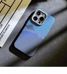 MagSafe Kevlar Carbon Magnetic Slim Wireless Charging Phone Case for iPhone 15 Pro (Blue)