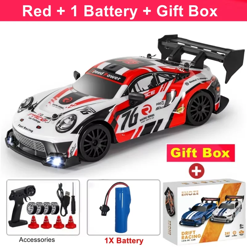 RC Drift Car 4WD Remote Control High Speed Racing Vehicle with LED Lights 2.4GHz Radio 4x4 Off-Road Truck Toy for Children Kids
