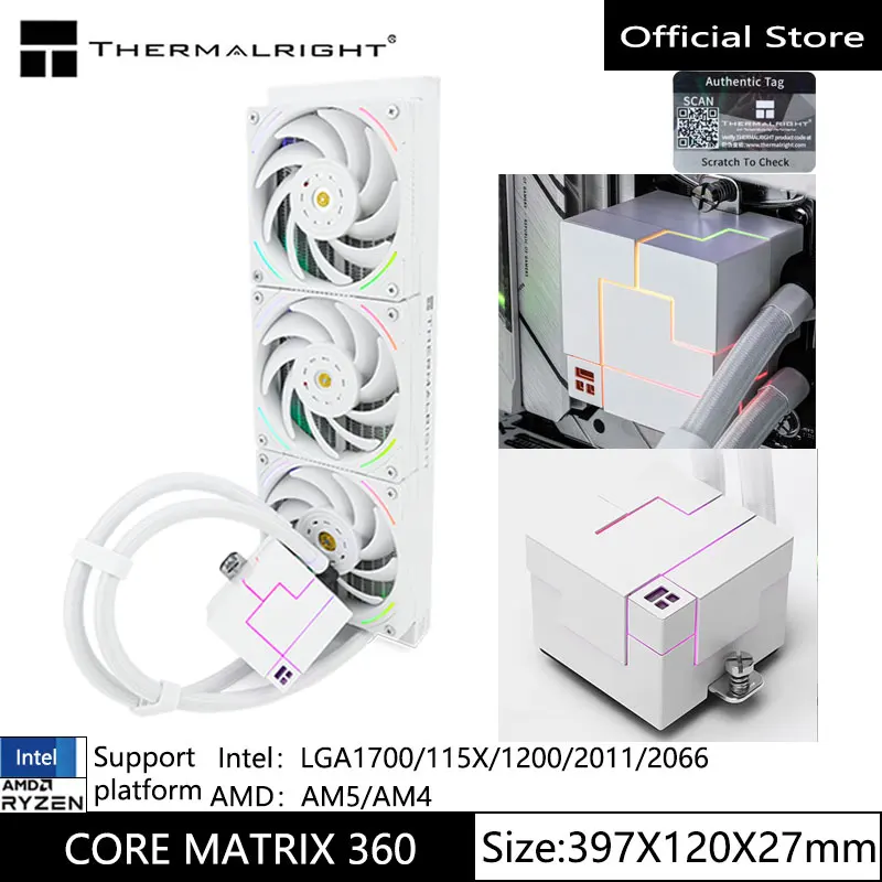 Фото Thermalright CORE MATRIX 360, все в одном, радиатор водяного охлаждения процессора, поддержка ветра/водяного охлаждения, переключатель/LAG1700/115X/AM5/AM4 №1
