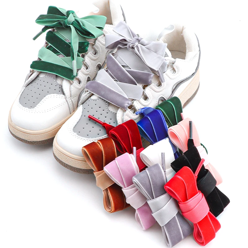 Snow Yarn Satin Silk Ribbon Shoelaces Fashion Velvet Flat Shoe Laces Children Adult Shoes Accessories Length 100/120/140/160CM