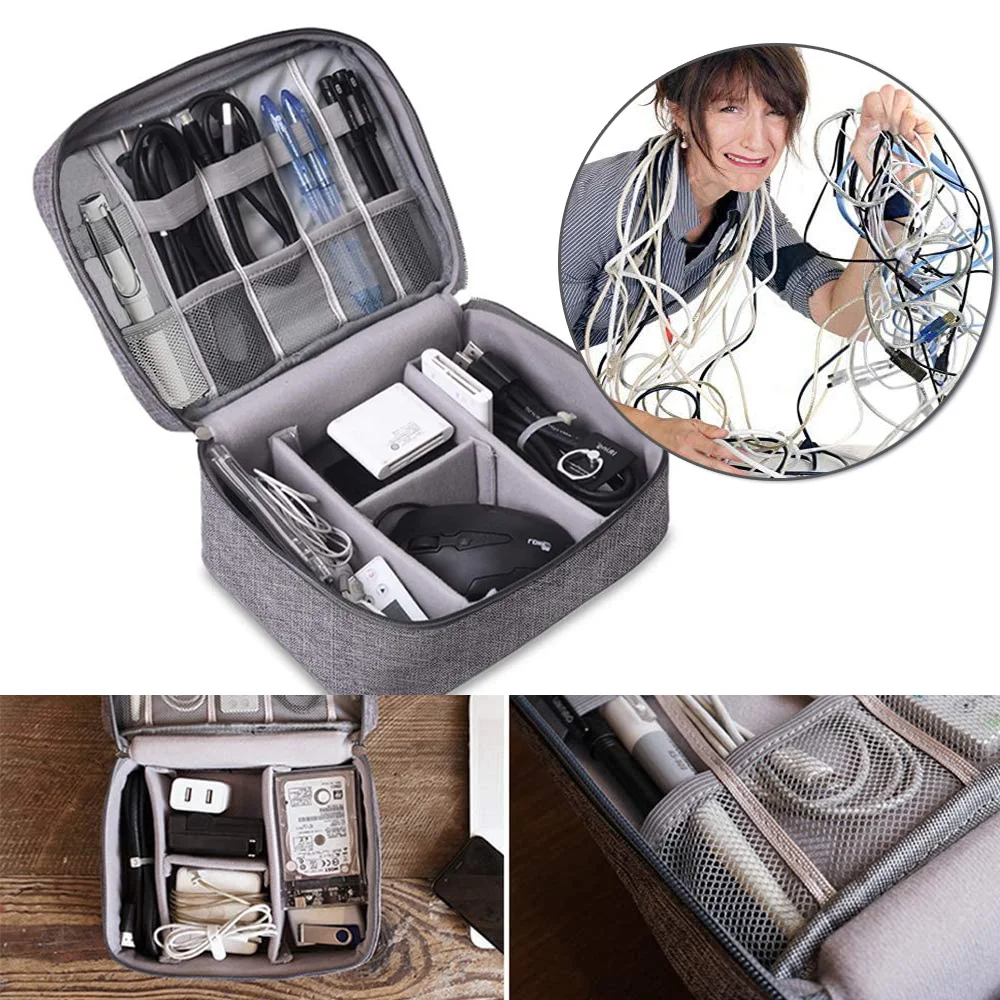 Cable Organizer Storage Bag Travel Electronic Accessories Carrying Case