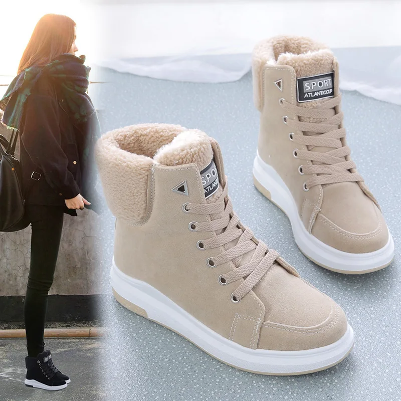 Snow Boots Women's 2022 New Winter Cotton Shoes Plush Thickened Soles Warm Martin Boots Medium Short Boots