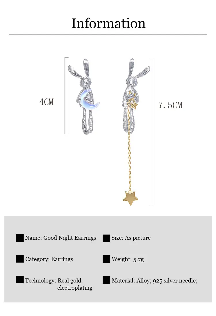 Moon Bunny Asymmetrical Earrings Sdf1d01c1d2b943dca5411e0f5724a9523
