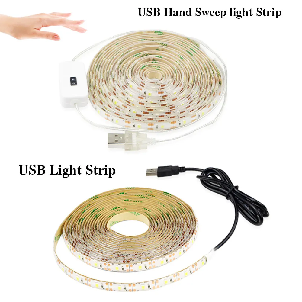 LED USB Hand Scan NIght Light Infrared Induction Soft Lamp Strip Wardrobe Under Cabinet Lamp TV Backlight Desk Waterproof  Strip dinosaur night light