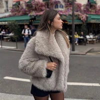 2024 Winter New Fashion Gradient Fluffy Fur Coat Women High Street Luxury Big Fur Collar Faux Fox Fur Jacket Female Overcoats 2