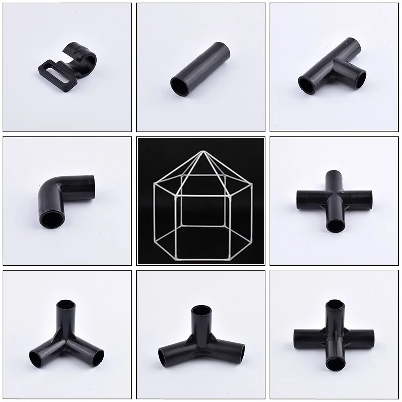 Plant Support Connector 2-30Pcs ABS Black Joint Three-way Four-way 90&deg; Elbow Pipe Connector Plant Support Wardrobe Tent ixed Fittings 12mm Inner Dia