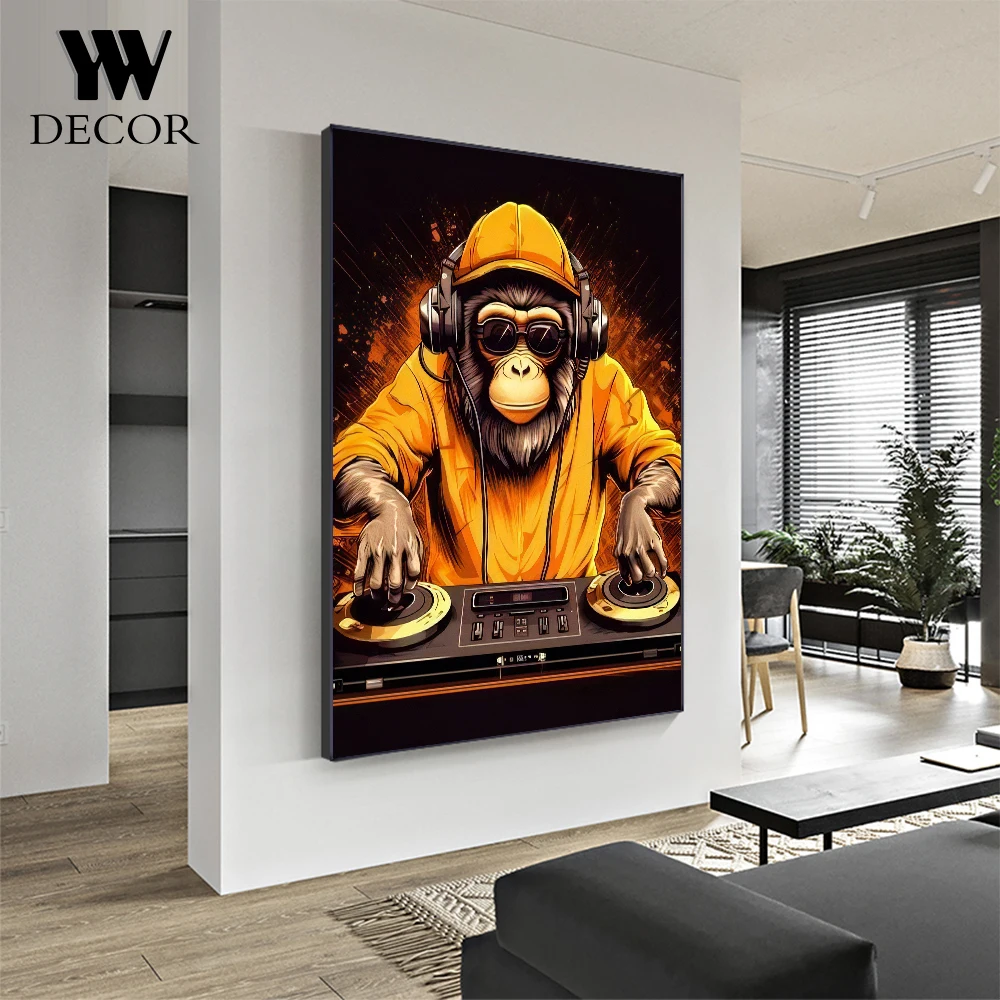 

Abstract DJ Musical Monkey Animals Poster Prints For Living Room Home Decor Canvas Painting Wall Art Cuadros