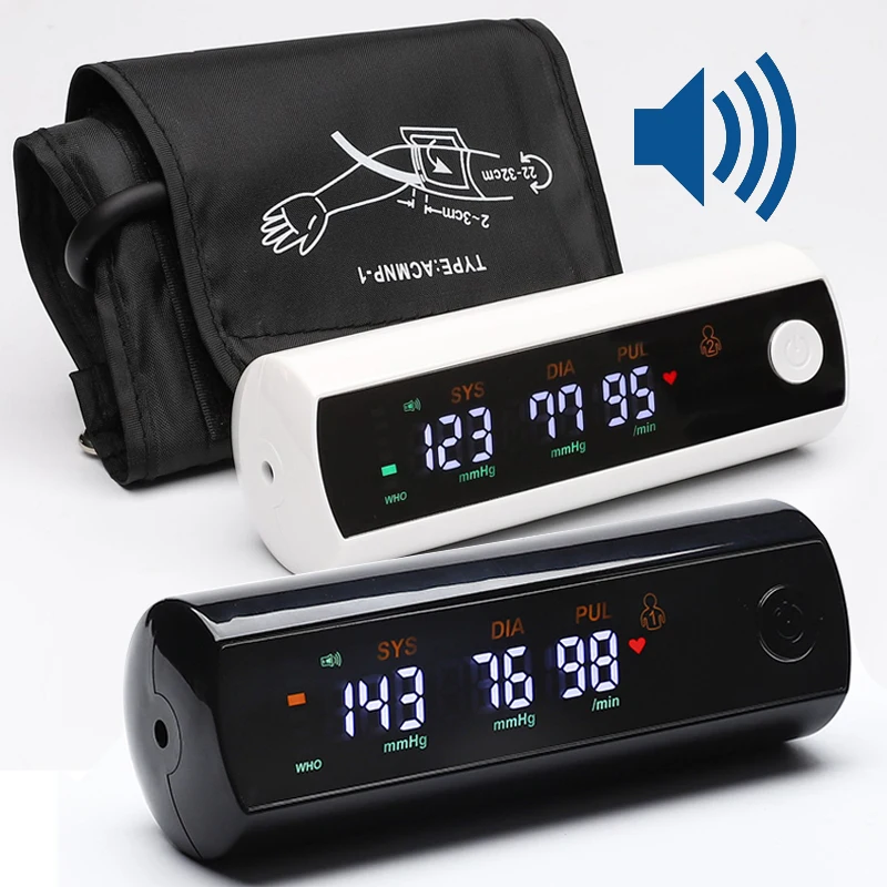 Blood Pressure Monitor Blood Pressure Meter Rechargeable Tensiometer Smart Blood Pressure Monitor Arm Cuff Tonometer Digital Sphygmomanometer Voice Medical BP Monitors