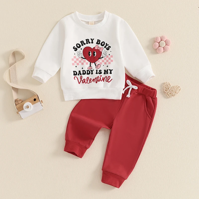 Toddler Girl Valentine's Heart Print Outfit 2