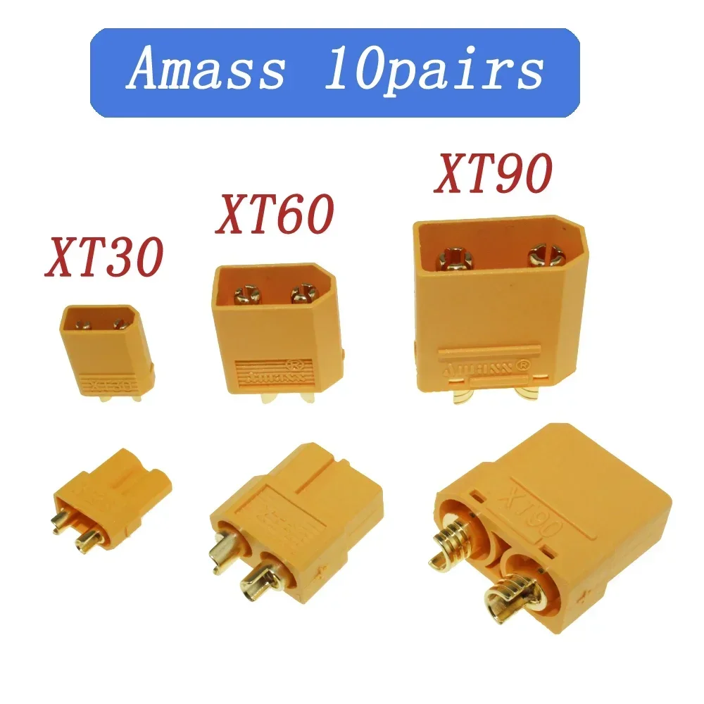 4 Paia (8 Pezzi) AMASS XT90S Spine Antiscintilla Oro 90A Con Cappucci – Mr. Plug - 5