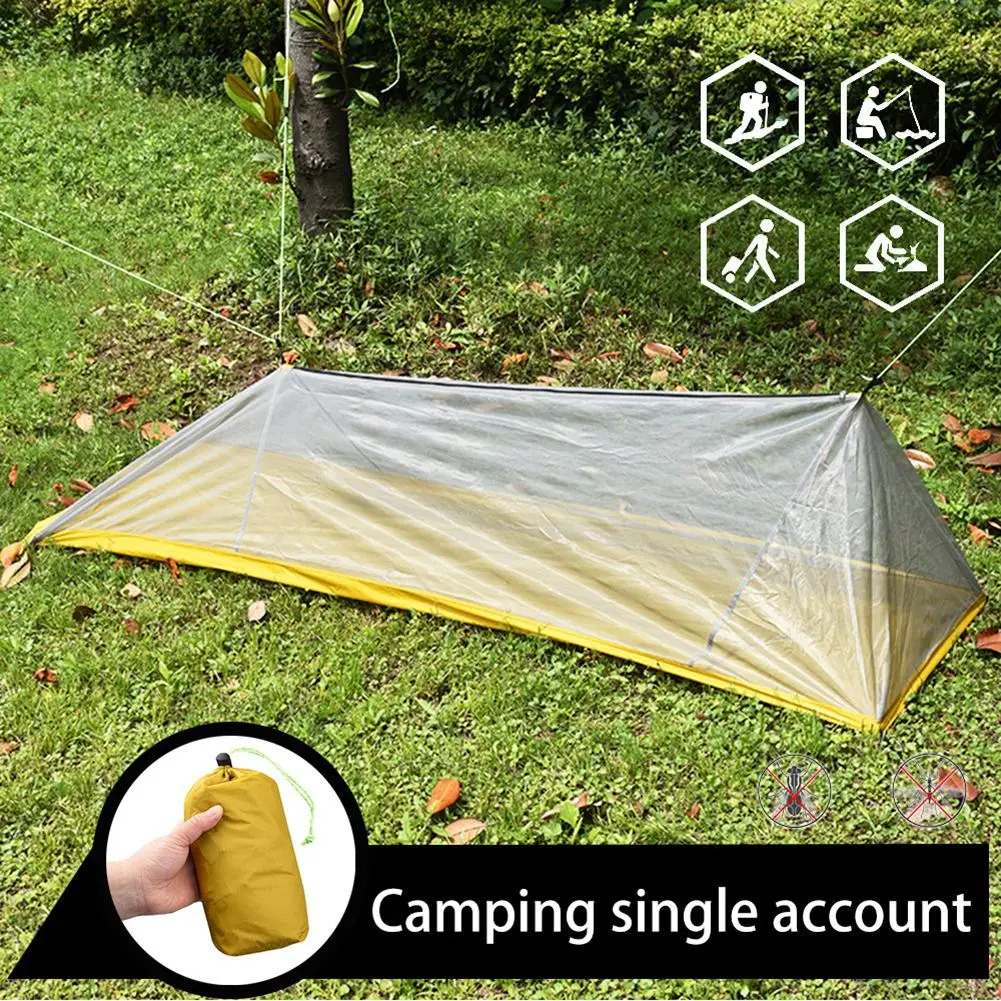 

1Pcs Single Person Tent Outdoor Camping Tents Ultralight Mesh Tent Outdoor Camping Accessories 210x60x50cm Yellow 200D Nylon