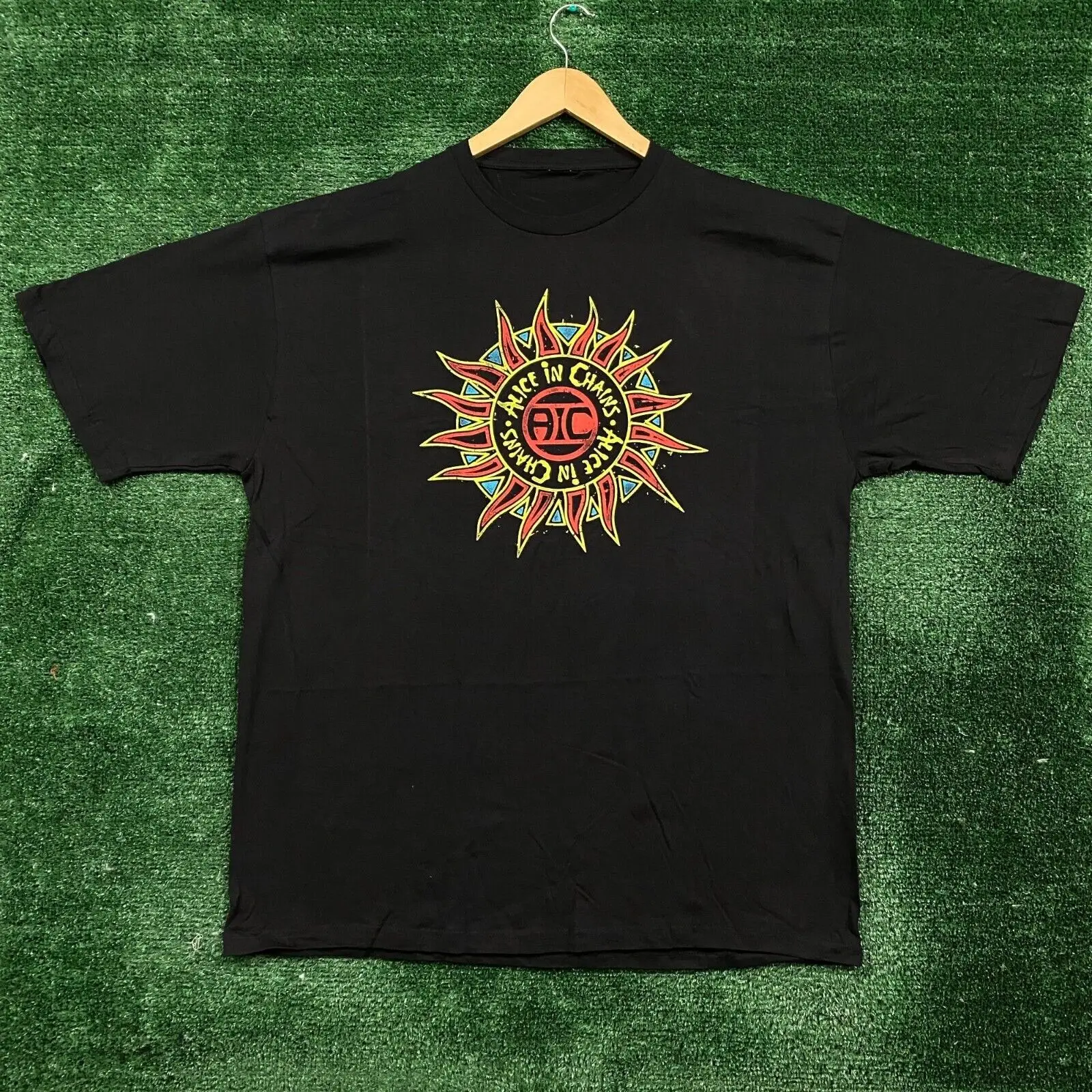 Alice In Chains Sun Logo Rock Band T Shirt Taglia Extra Large Maniche Lunghe O Corte