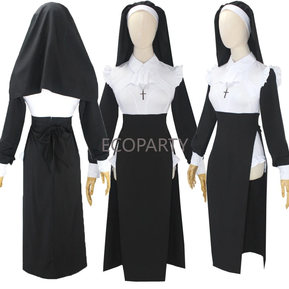 Films XS-3XL Oversized Cosplay Sexy Nonnen Kostuum Uniform Zwarte Jurk  Halloween Kostuums Voor Vrouwen - AliExpress, image size:960x960