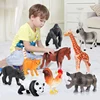 13PCS Children's Simulated Animal Model Toy Set Elephant Gorilla Tiger Lion Hippo Panda Farm Small Animal Toys with Picture Book 1