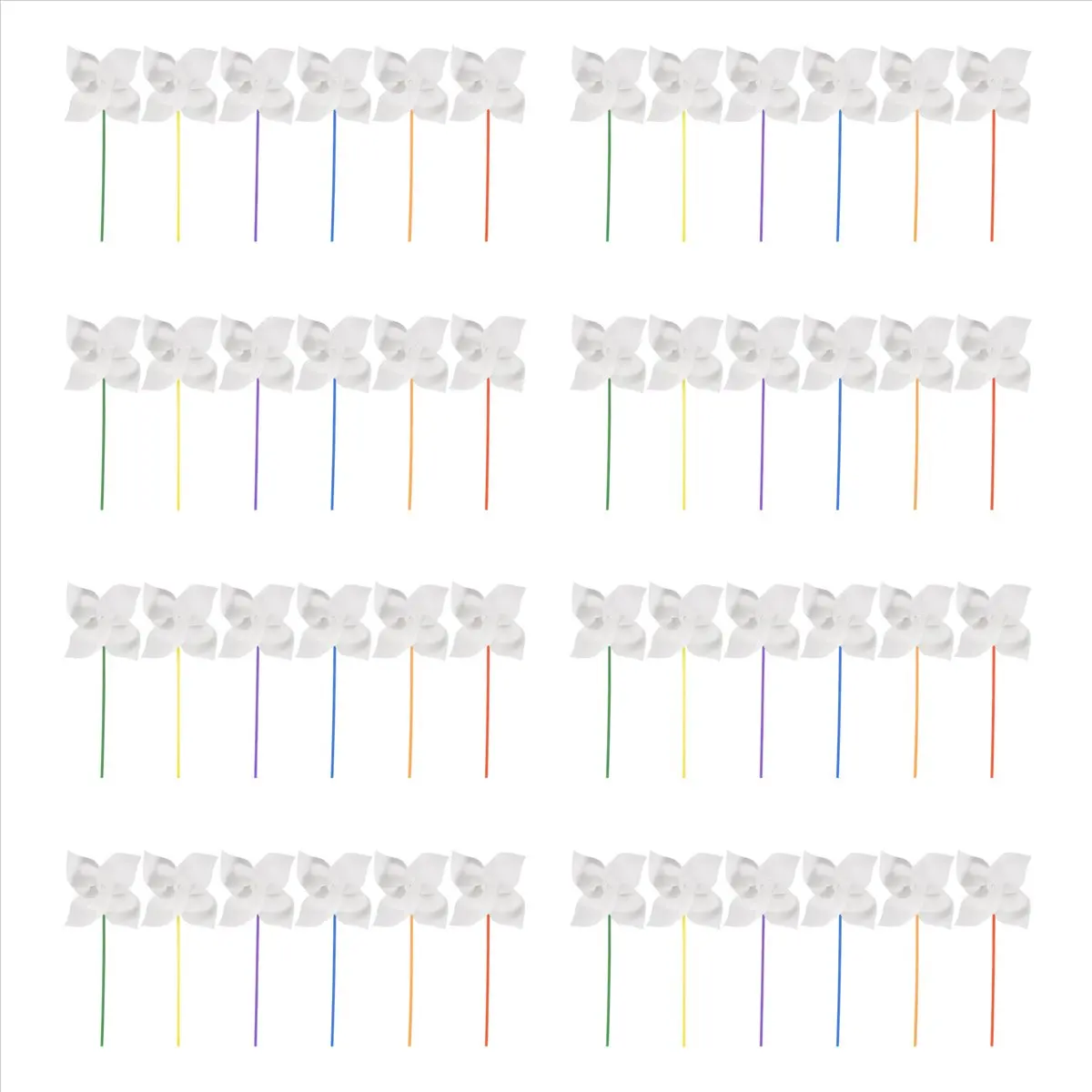 (A26M) 48개 DIY 바람개비 공예 흰색 빈 종이 바람개비 어린이를 위한 나만의 바람개비 색칠하기 여름 활동 미술 활동