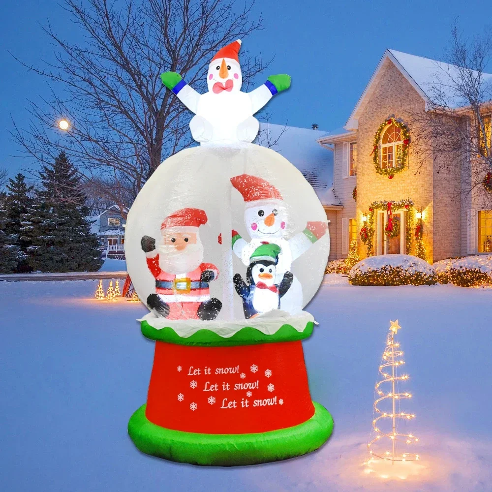 

Christmas Inflatable Snow Globe Snowman Santa LED Lights Xmas Inflatable Decoration for Holiday Party Outdoor Blow Up Yard Decor