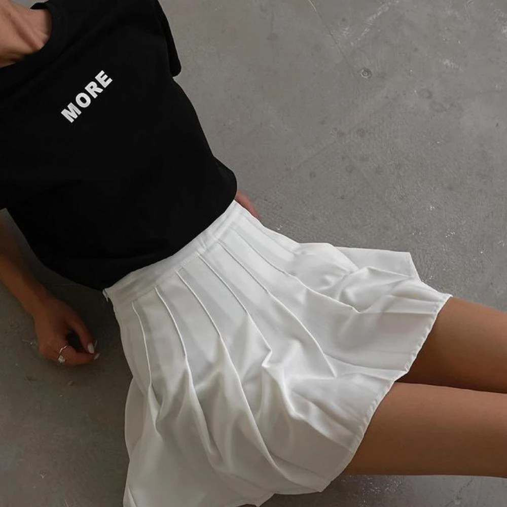 green skirt Sexy Women Pleated Skirt High Waist Mini Skirt Summer Korean Kawaii White A-Line Skirt Preppy Style Girls Dance Dress Jupe Femme silk skirt