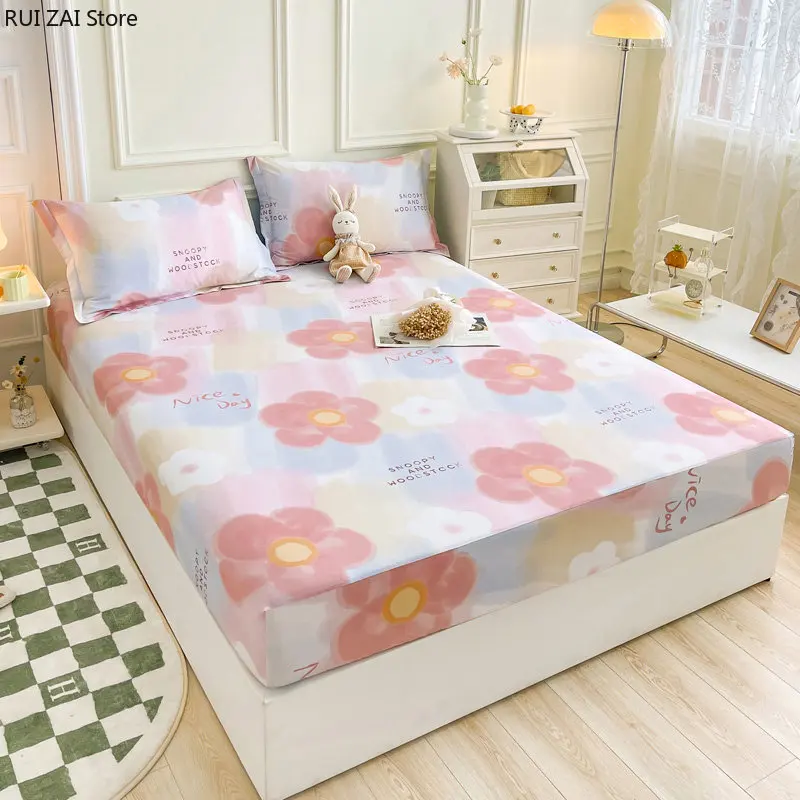 Bed Sheet Pure Cotton Printing Fitted Sheet High Quality Mattress Cover