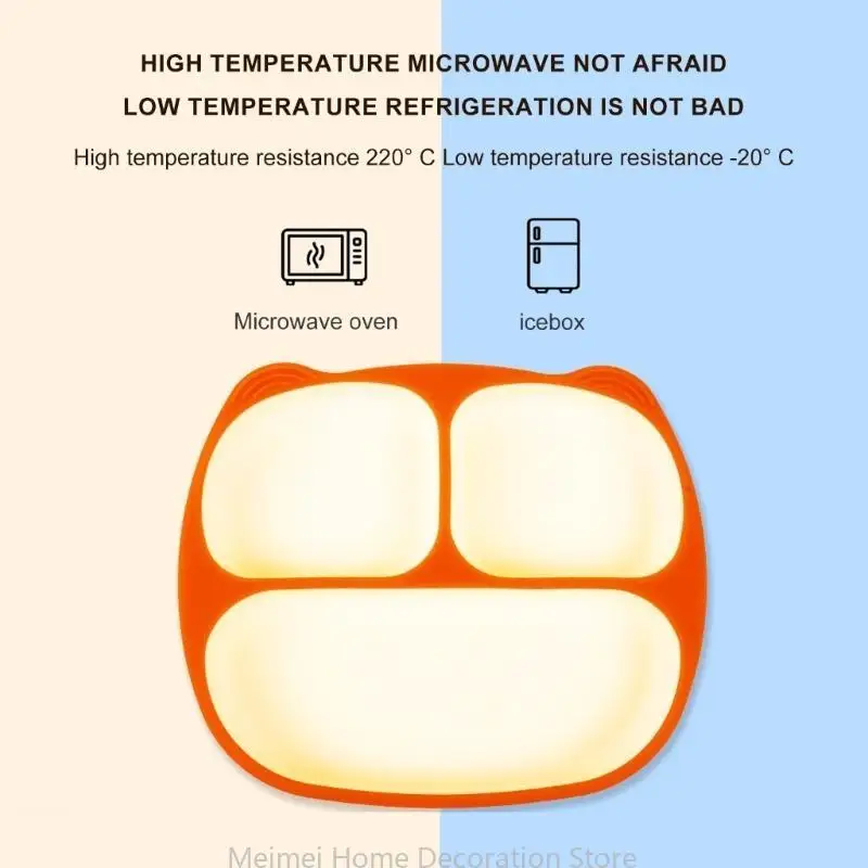 H7BF Unbreakable Divided Kids Baby Plates Practical Silicone Crafted Tablewares For Easy Feeding And Independence