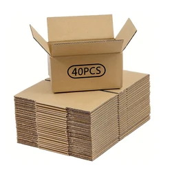 Compact Brown Corrugated Cardboard Mailer Boxes with Lids - Single Wall, Durable Design (40pcs)