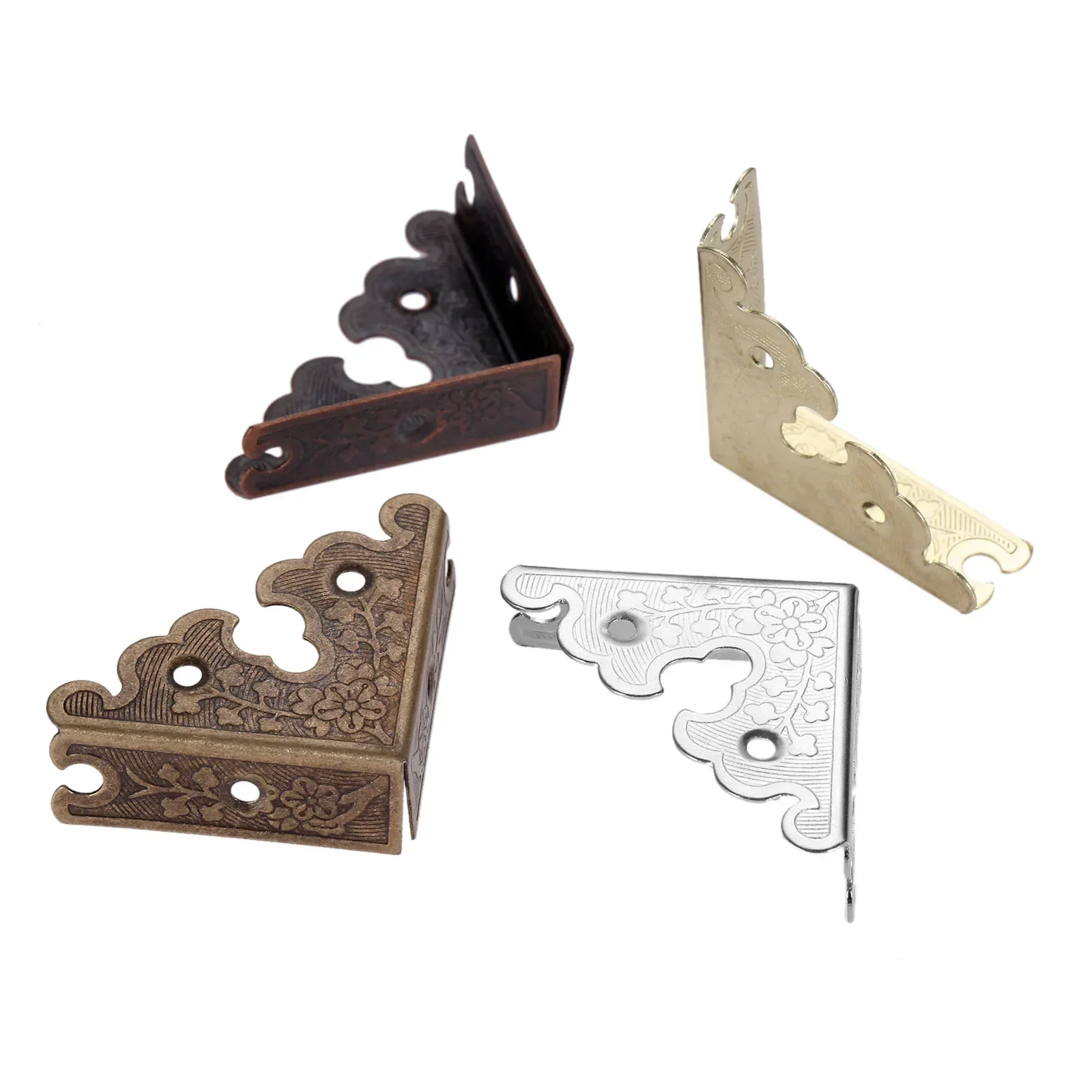 Furniture Corner Protector 4Pcs 34mm Zinc Alloy Jewelry Wooden Box Triangle Corner Decorative Protectors Furniture Carved Table Corner Brackets