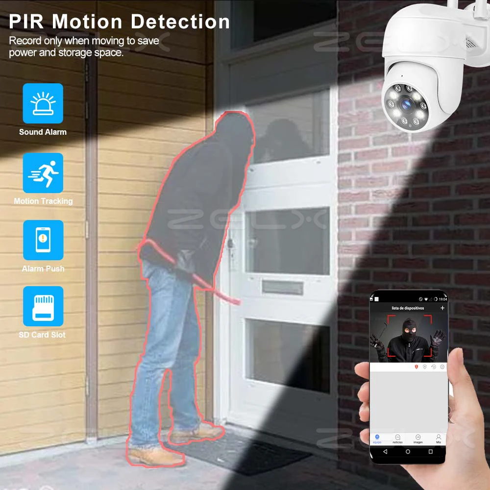 Reobiux 2K Camara Vigilancia WiFi Exterior Solar con Batería Recargable,  PTZ Cámara IP Inalambrica de Seguridad con Visión Nocturna en Color,  Detección Humana PIR, 360° Pan&Tilt, Sirena, IP66 : : Electrónica