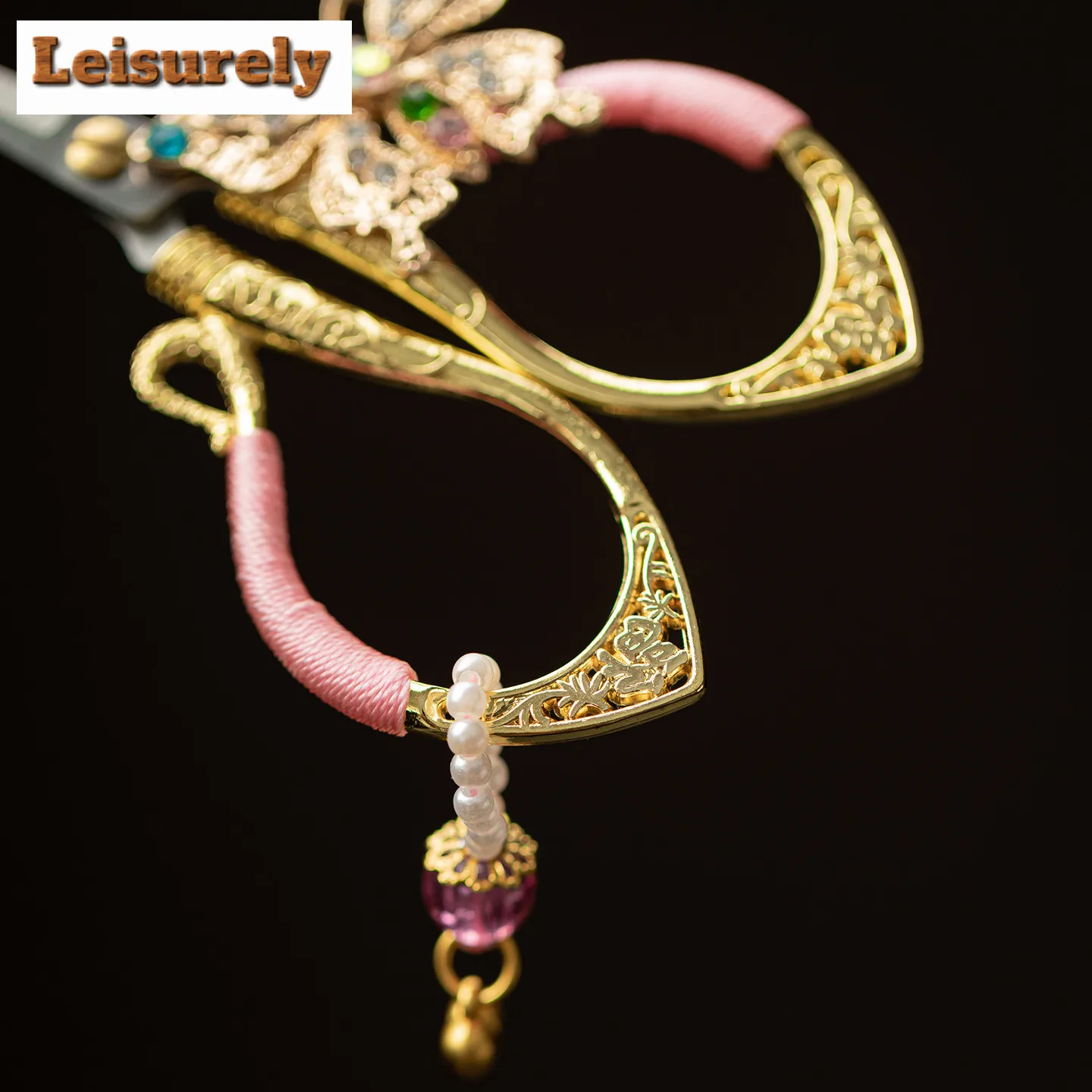 Silver Wing Butterfly Dance Tassel Tea Bags Scissors Embroidery Cutting Sewing Tailor Shears Needlework Craft Teaset Decoration