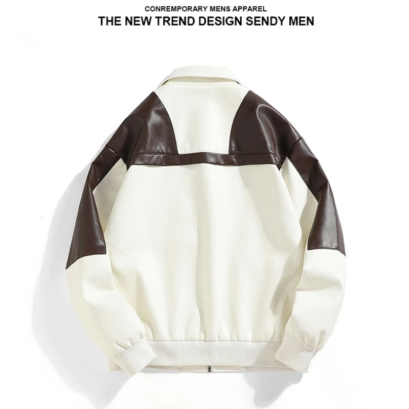 Men's Autumn and Winter Fashion Korean Version Loose Fitting Youth Patchwork Zipper Pocket Casual Versatile Long Sleeved Jacket