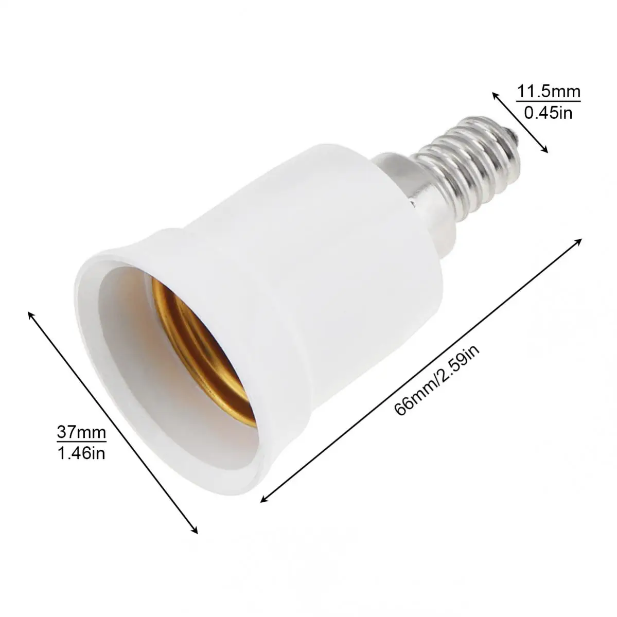 2pcs E12 to E26 Socket Adapter LED Light Bulb Converter E12 Socket to Medium (Standard) E26 Converter