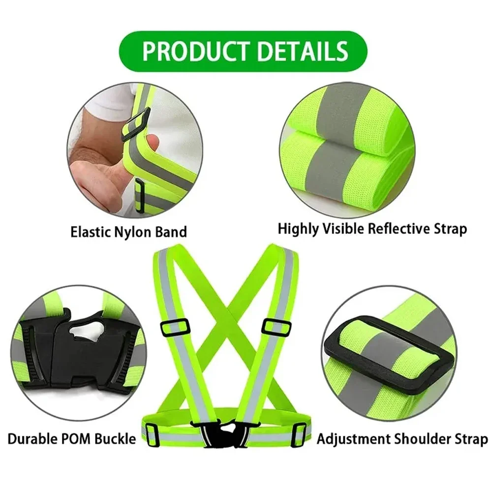 Highlight Reflective Straps Night Work Security Running Safety Adjustable Reflective Vest High Visibility Jacket high visibility vest reflective vest safety vest