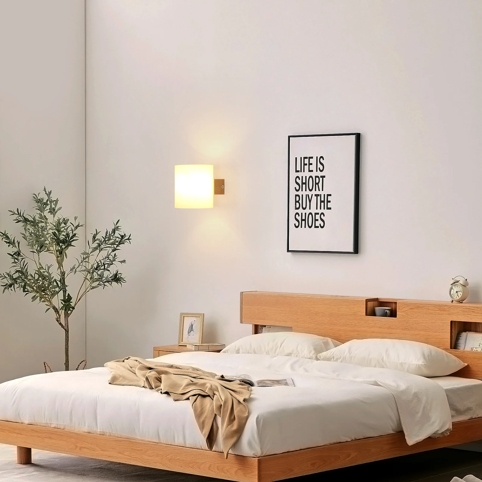 Holz-Wandleuchten für Innenräume, E27 Moderne Minimalistische Design-Wandlampe, Holz-Wandlampenhalterungen für Wohnzimmer Schlafzimmer E27 Ohne Glühbirne – Detail 15