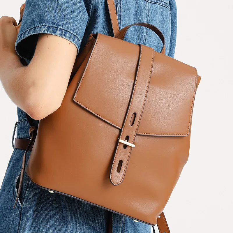 

New Women's Lightweight Backpack Cowhide Leather Travel Bag