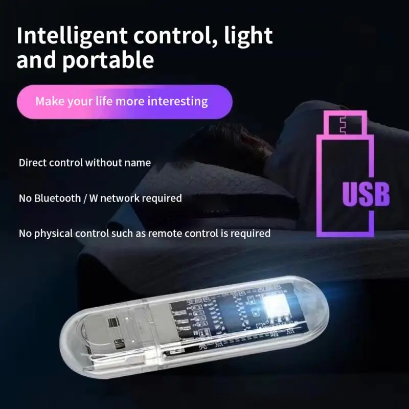 USB LED 야간 조명 지능형 영어 음성 제어 미니 야간 조명, USB 플러그 램프, 책 조명, 작고 둥근 독서 눈