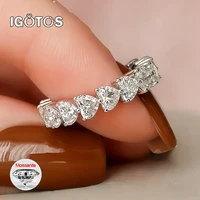 3mm Heart Cut Moissanite Ring with Certificate Women 925 Sterling Silver D Color Full Diamond Wedding Eternity Band Jewelry Gift