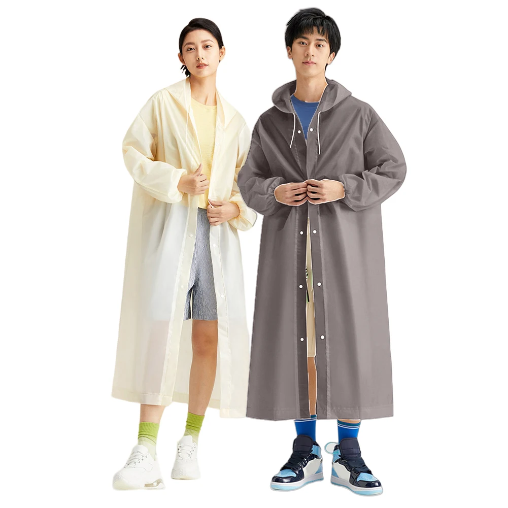 Disposable Waterproof Rain Coat Windproof Hooded Rain Poncho Drawstring Long Hooded Rain Coats Portable for Camping Hiking