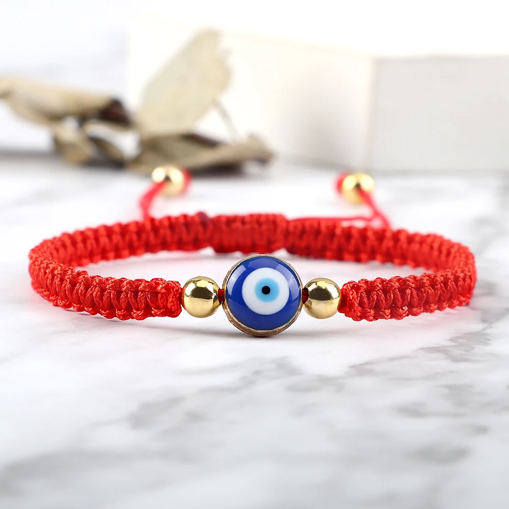 A new fashion accessory for women featuring a Evil Eye Braided Bracelet/ Wristband - Multiple Colors bracelet with an evil eye.