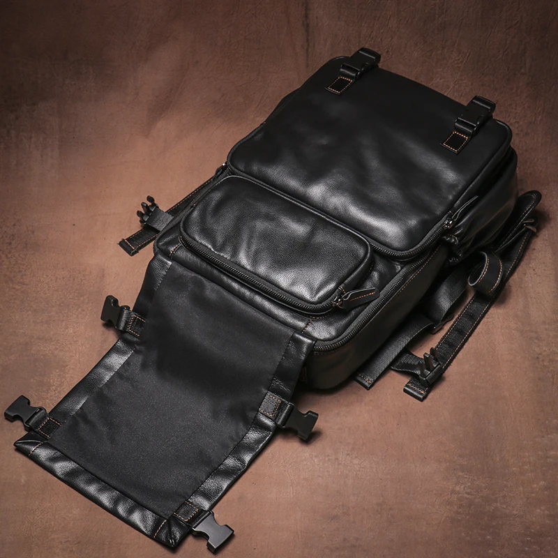 GURO Men's Genuine Leather Backpack Top Cowhide Outdoor Travel Bag Luxury Trendy Student School Bag Business Laptop Computer Bag 4