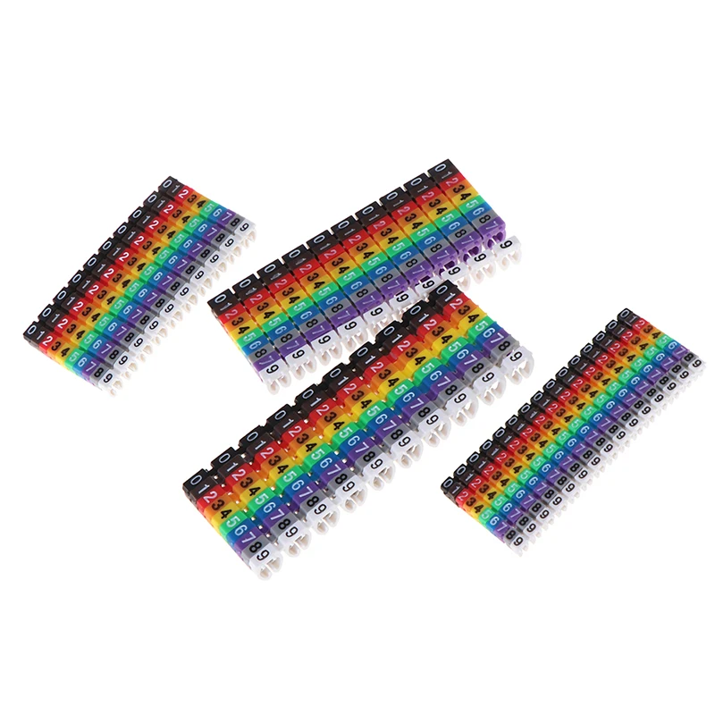 다채로운 C형 케이블 마커 번호 태그 와이어 라벨 클립 1.5/2.5/4/6mm² 전선 케이블용 재사용 가능한 식별 마커