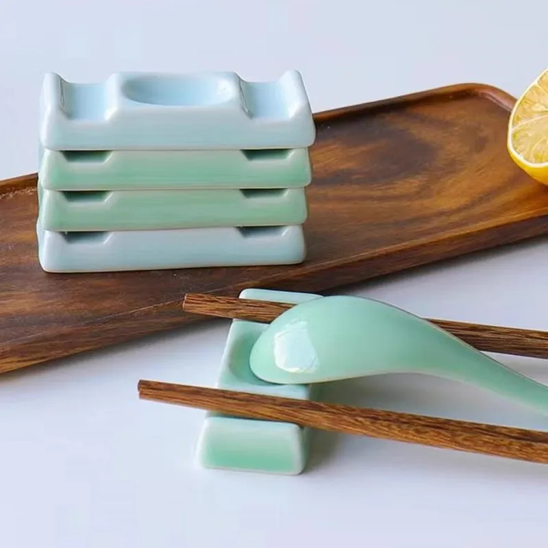 

4 PCS Chopstick Spoon Rest Holder Porcelain Dinnerware Tableware Accessories Dishwasher and Microwave Safe