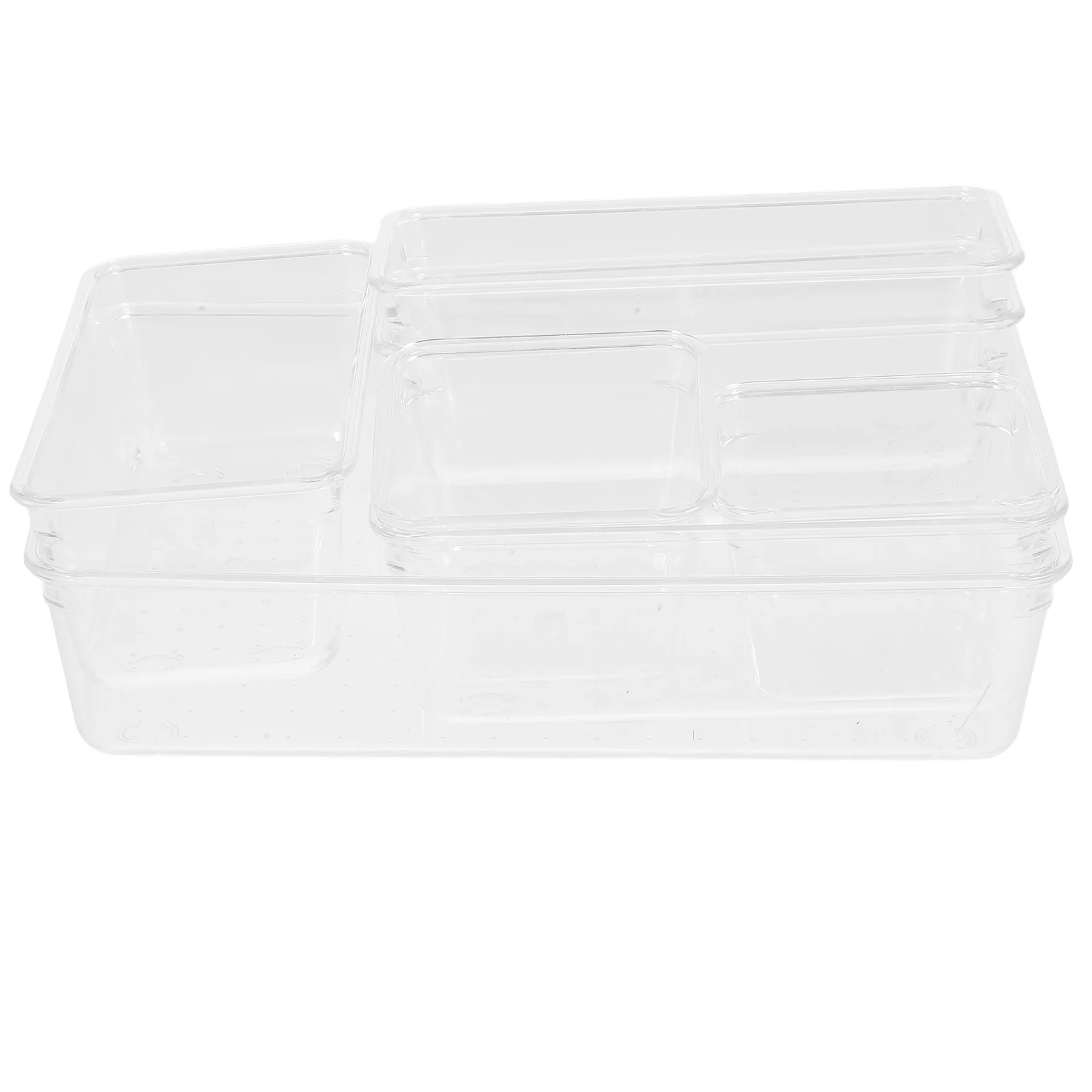 

7 Pcs Transparent Drawer Storage Box Office Desk Bin Colorful Container Organizer The Pet Makeup Student Tray