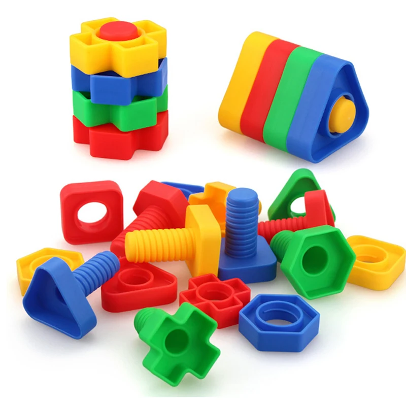 Plastic Nuts And Bolts Kids Screw Building Blocks Fine Motor Skills Montessori Educational Toys