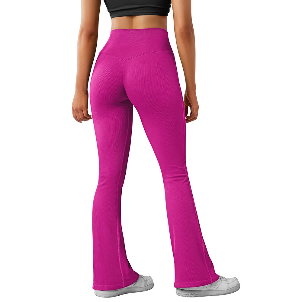 RUUHEE Seamless Ribbed Leggings Women Flared Leggings For Fitness Butt Lifting Push Up High Waist Flared Pants sports leggings sports pants