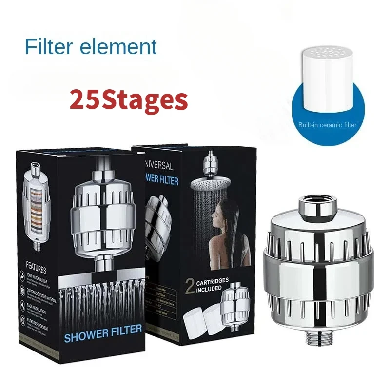 Water Filter 25 Stages Shower Water Filter Combination set to Remove Chlorine Fluoride Heavy Metals Filtered Soften Water For Shower Head