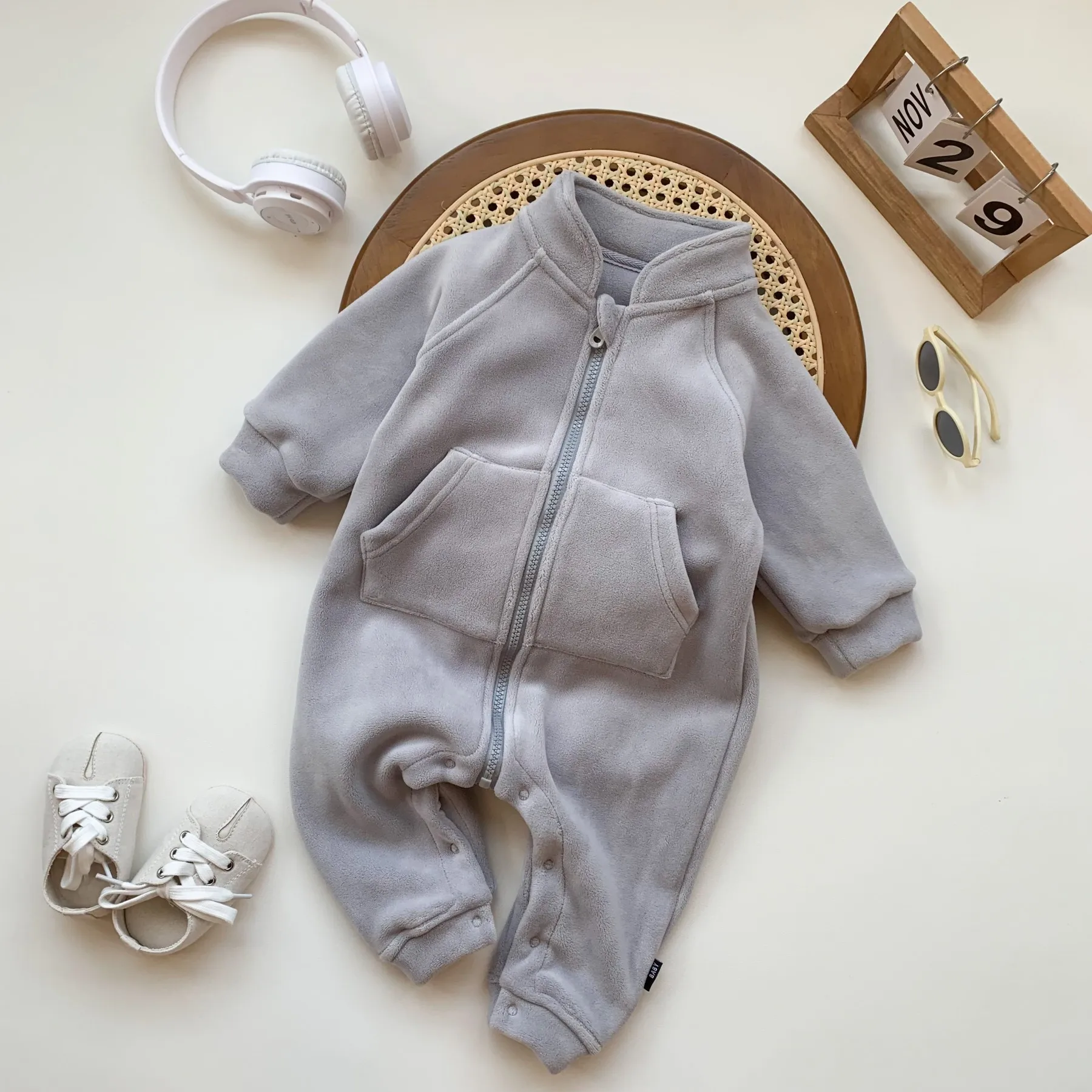 2025 Autumn New Baby Long Sleeve Casual Romper Newborn Toddler Boy Girl Winter Warm Jumpsuit Infant Fleece Clothes 0-24M 4 2025 Autumn New Baby Long Sleeve Casual Romper Newborn Toddler Boy Girl Winter Warm Jumpsuit Infant Fleece Clothes 0-24M - Image 4