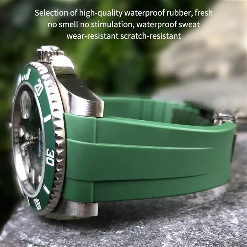 SCHIK 20mm 21mm Curved End Rubber Watchband Suitable for Rolex Submariner GMT Daytona Deep Sea Dweller Explorer 2 Silicone
