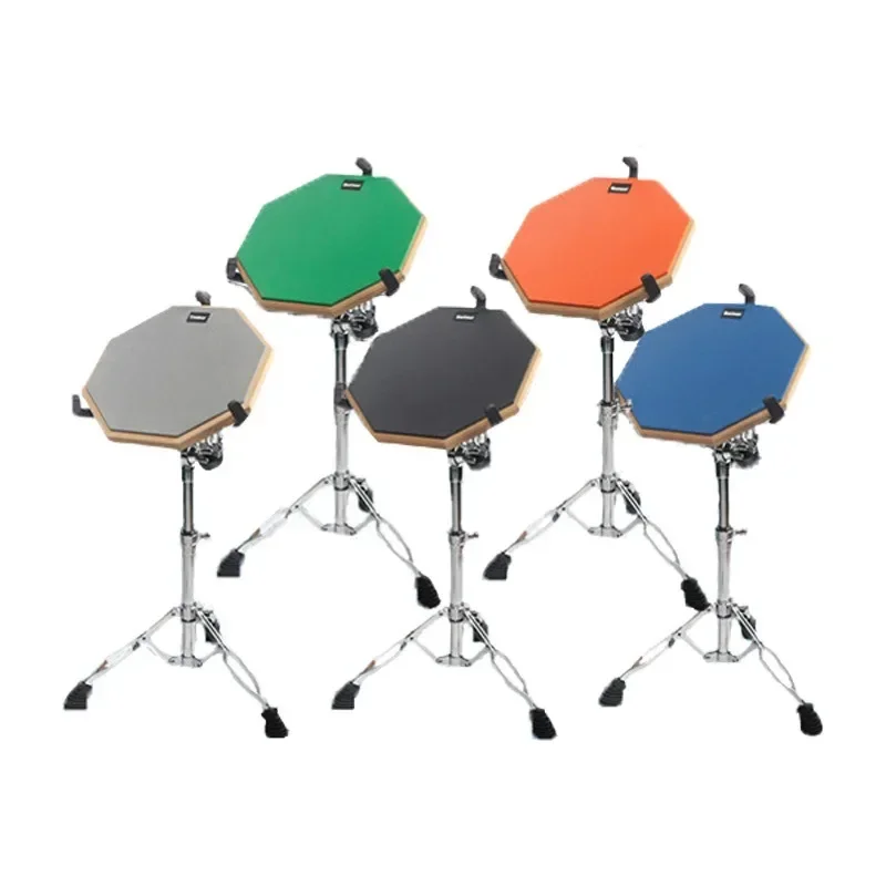 12 Inches Drum Practice Pad Shock‑Absorbent Dumb Drum with Adjustable Stand Silent Practice Pad for Adults and Kids
