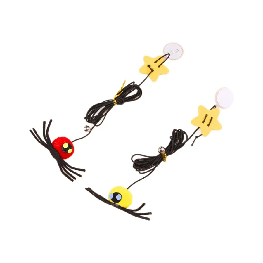 1pc Relieve boredom, hang cat teaser stick, hang door feather elastic rope, cat teaser stick, bell, spider toy